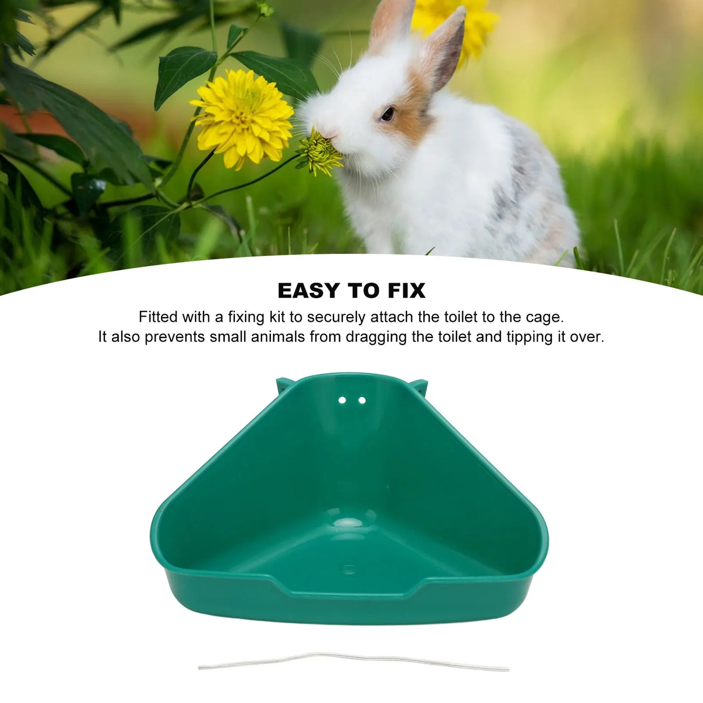 Small Animal Corner Litter Box Reinforced Fanshaped Easy to Clean Prevent Splash for Rabbits Chinchillas