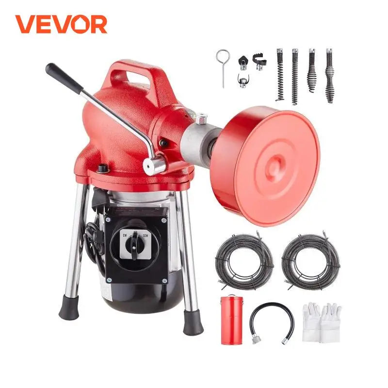 SucceBuy Electric Drain Cleaner Machine 370W 250W Manual Feed Pipe Cleaning Tool Dredge Machine