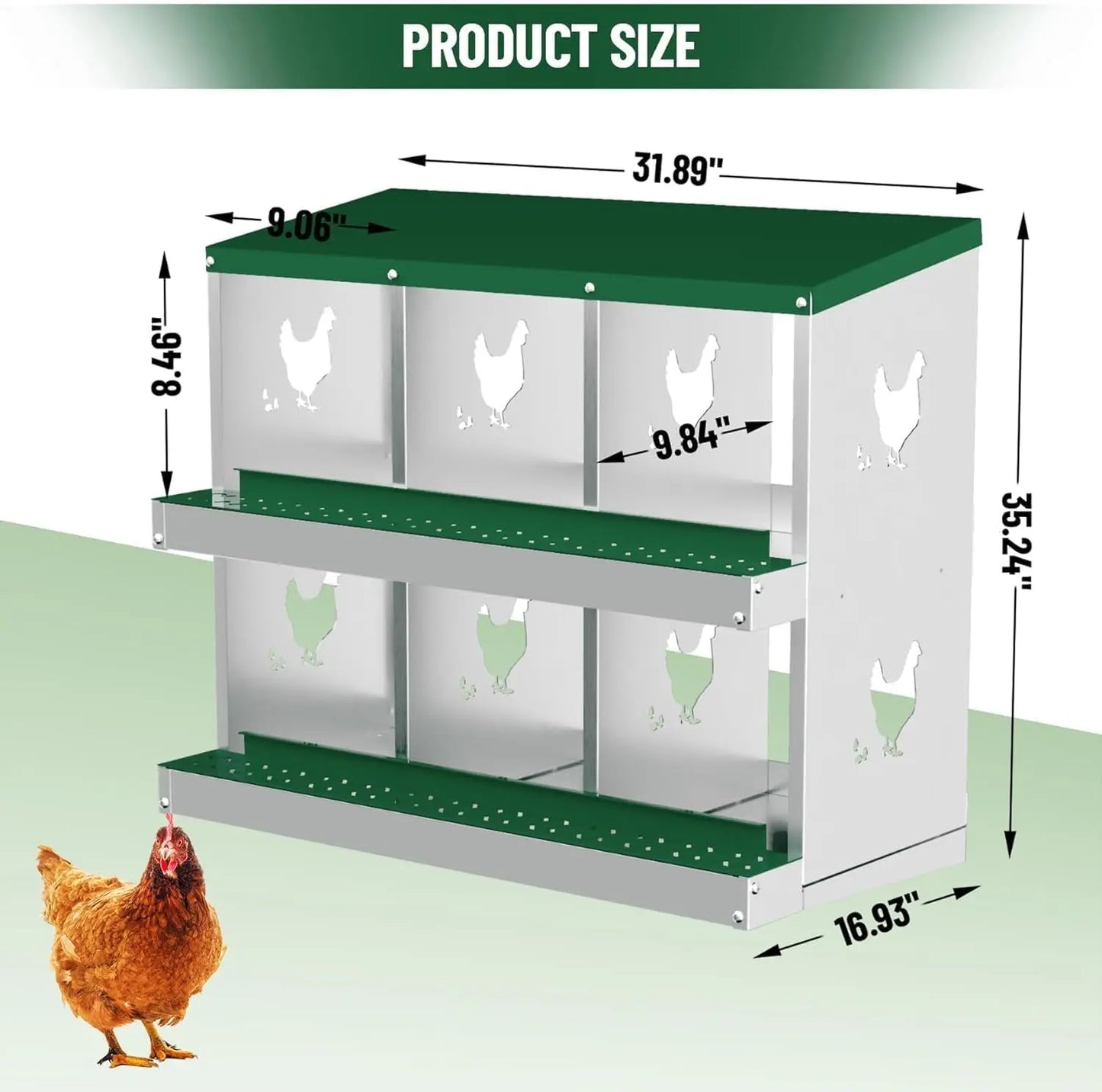 Heavy Duty Galvanized Steel Nesting Box With 10 Compartments For Coops Wall Mount