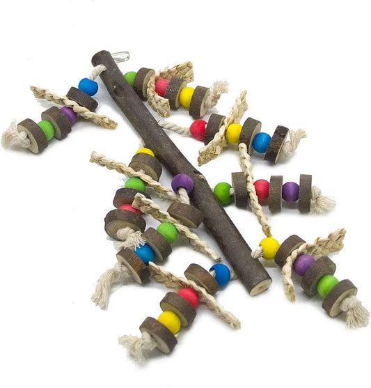Natural Wooden Bird Chew Toy for Parrots to Reduce Biting