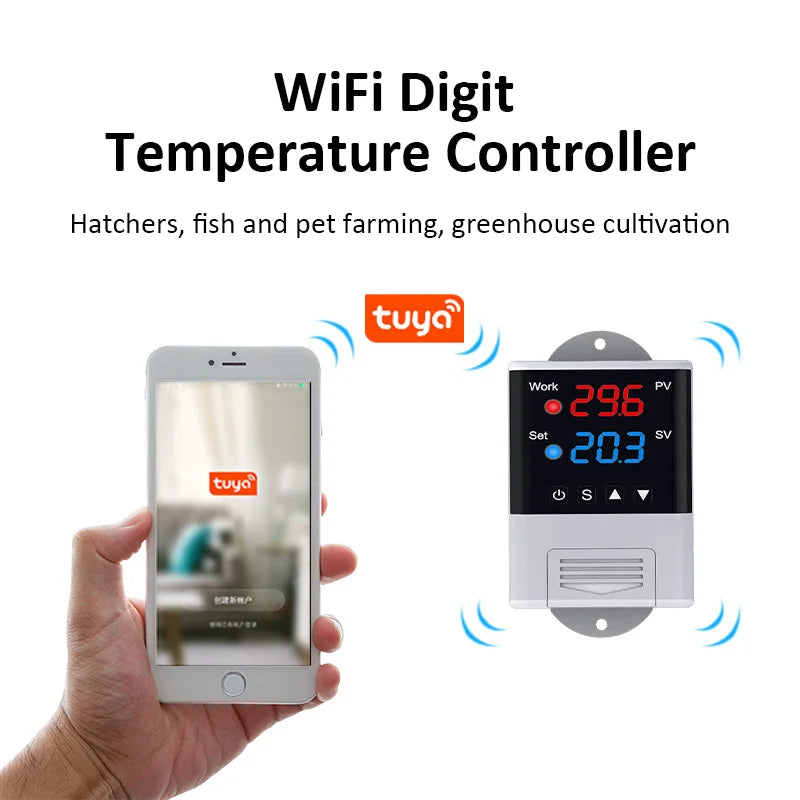 Smart Thermostat AC110~230V WiFi Digit Temperature Controller -40-99℃ Heating Cooling Thermostat forReptile/Incubator/Greenhouse