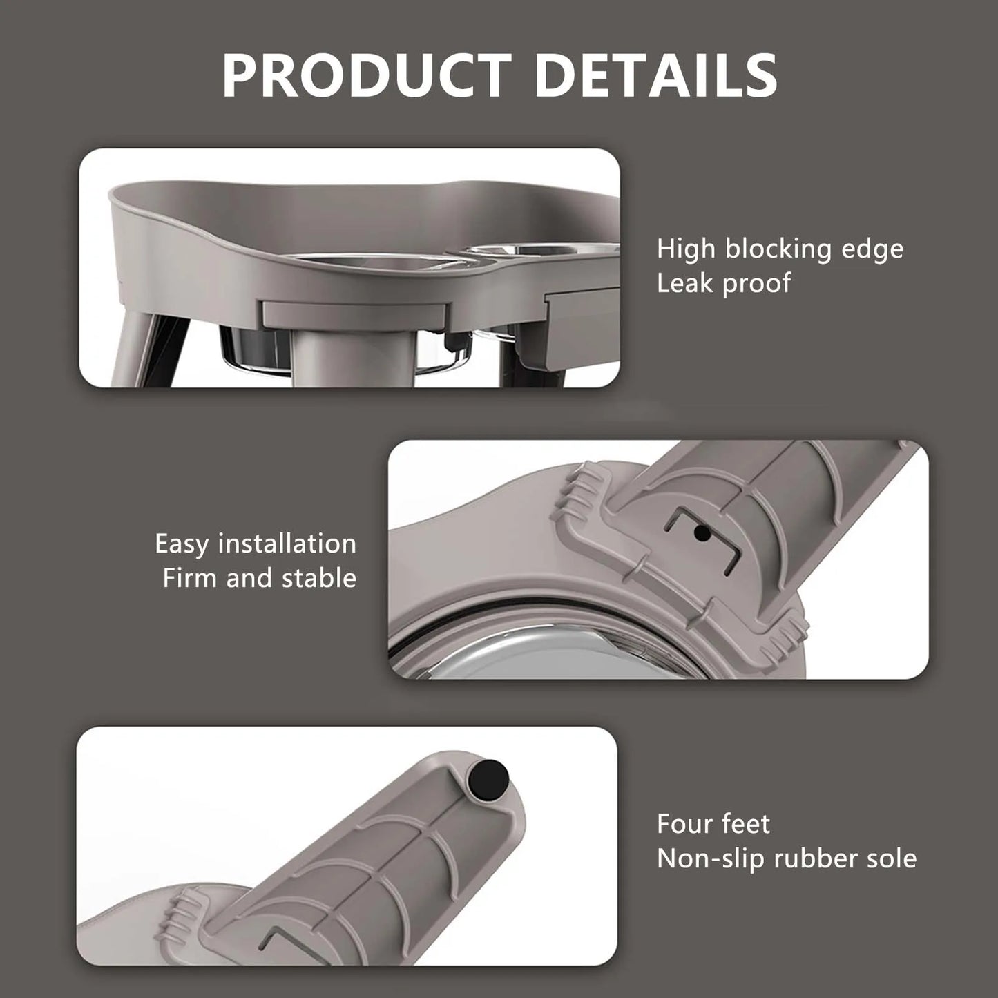 Raised Stand Elevated Dog Feeder Non-Slip No Spill Design