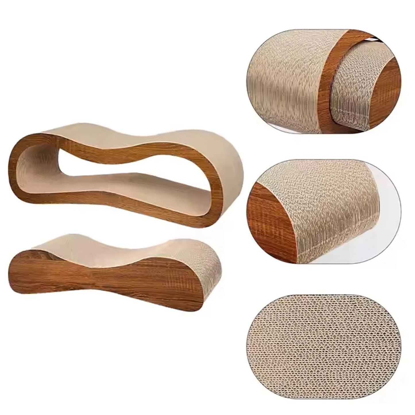 2 In 1 Cat Scratcher Cardboard Lounge Bed Durable Scratching Post Prevents Furniture Damage