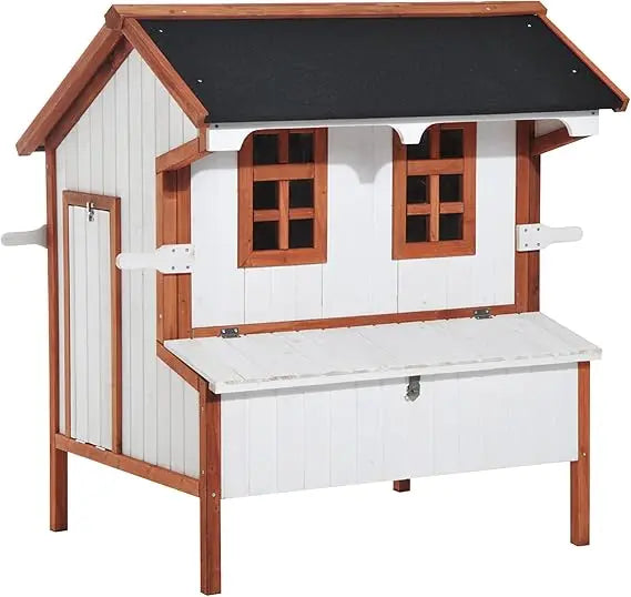 47 Inch Wooden Chicken Coop Rabbit Hutch Raised Poultry Cage Portable Hen Pen Backyard with Nesting Box and Handles