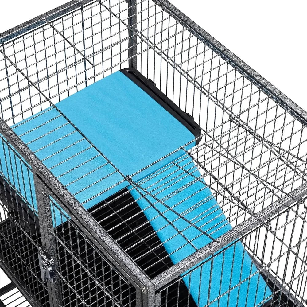 Metal 34 Inch Ferret Cage Indoor Critter Cage for Adult Rats Rabbits Ferrets Chinchillas 2 Tiers Small Animal