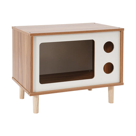 Cat House for Indoor Wooden TV Shaped Cat Shelter Bed Cave 50x29x40cm Multi Small Pet Condo Hideaway