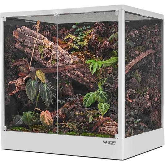 24x18x24 45 Gallon Reptile Glass Terrarium With Knock Down Design Dual Locking Security Mesh Durable Aluminum Frame