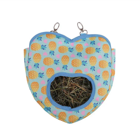 Guinea Pig Hay Feeder with Hooks Hanging Rabbit Grass Feeding Bag for Small Pets Bunny Hamster Feeding Dispenser Container