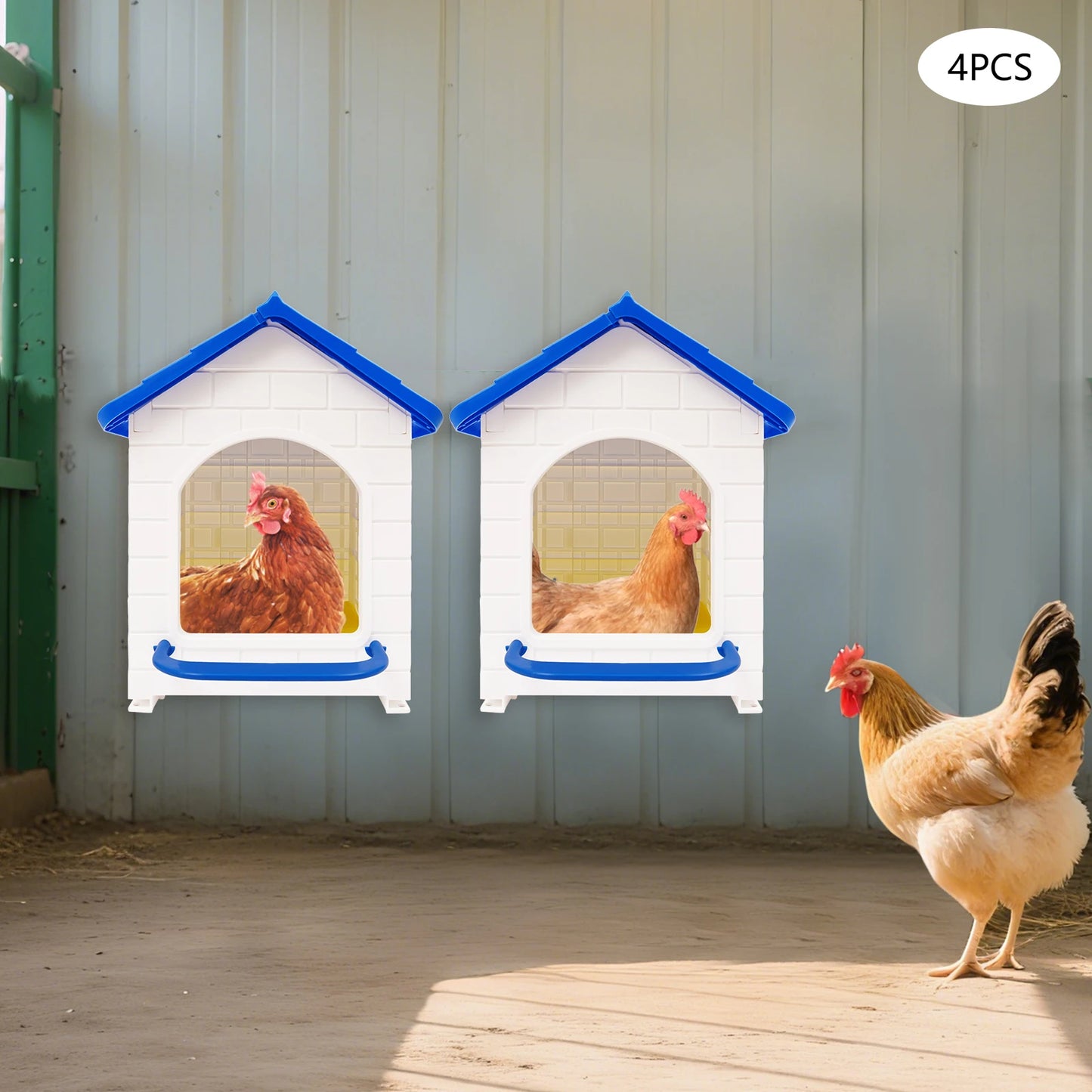 Blue Plastic Egg Box Nesting Box With Nest Pad 4 Pack