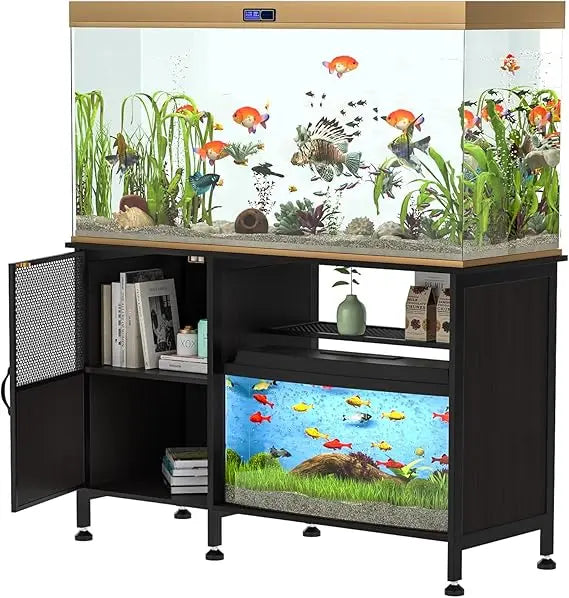 YOXIER 55 To 75 Gallon Fish Tank Stand With Power Outlets And Cabinet