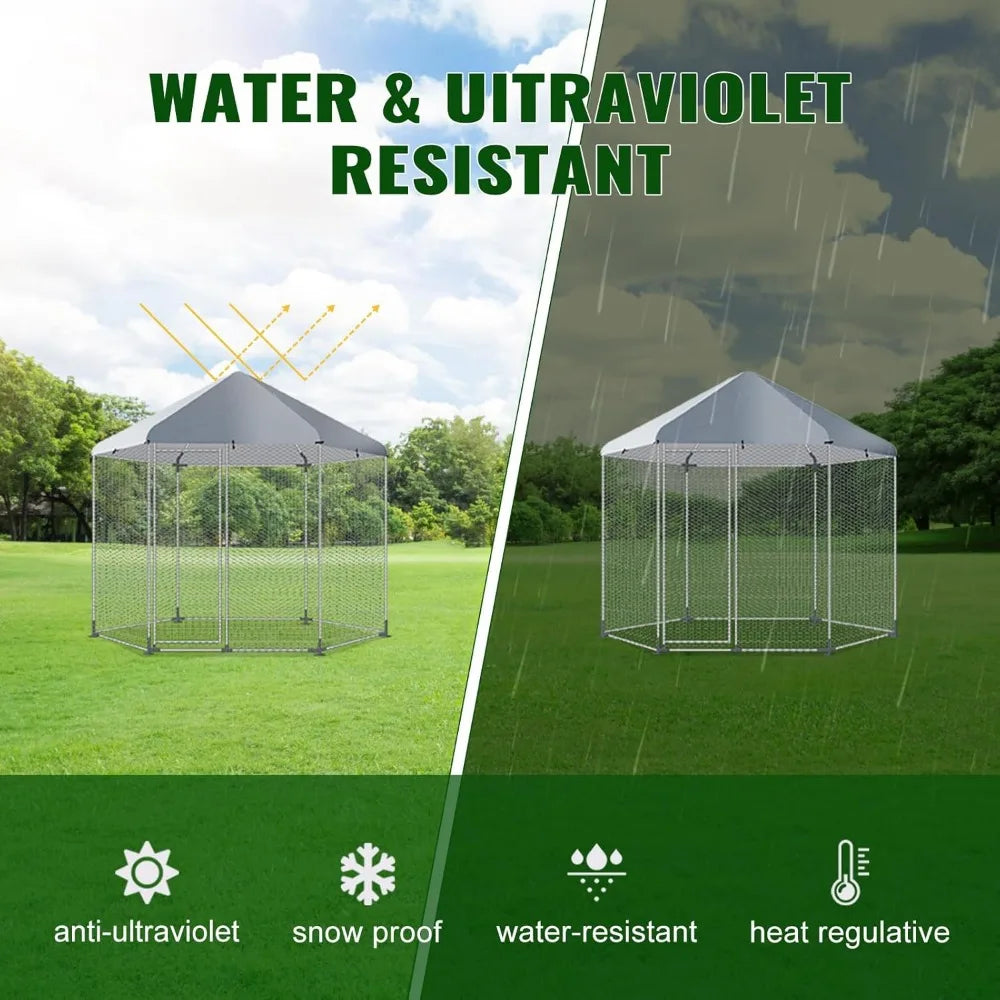 Large Metal Chicken Coop Run Waterproof Cover 9.2Lx4.6Wx8H