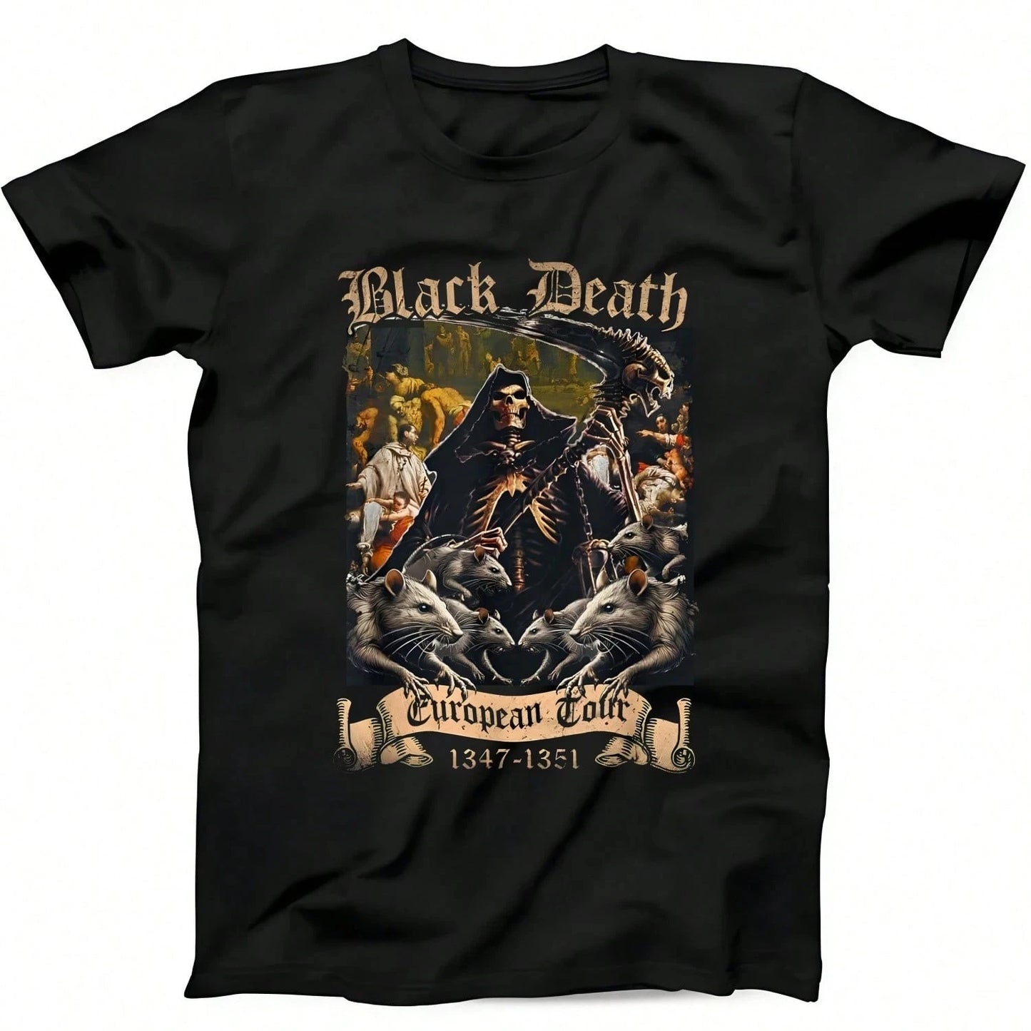 English Bulldog Mom Pure Cotton Womens T Shirt European Tour Black Death Art