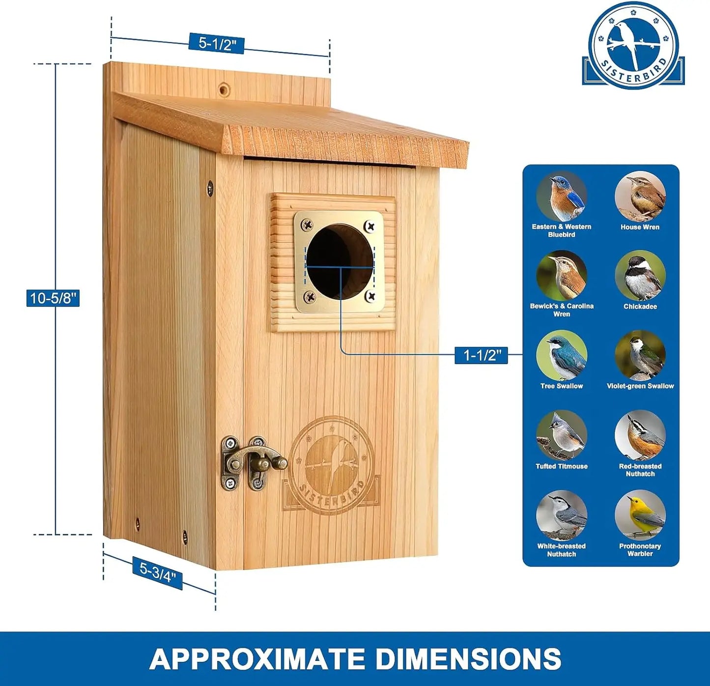 Two Pack Cedar Bird Houses Outdoors With Copper Guard For Bluebirds Wrens