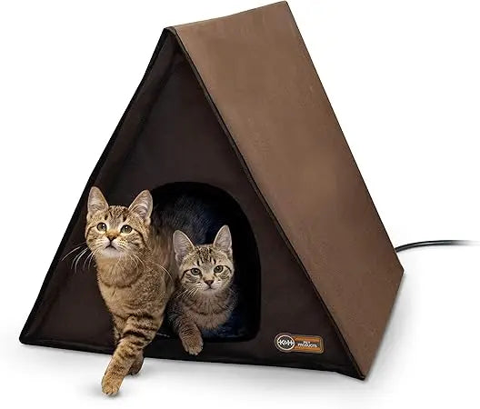 Large Weatherproof A-Frame Heated Outdoor Cat House by K&H Pet Products for Multiple Ferals and Winter Protection