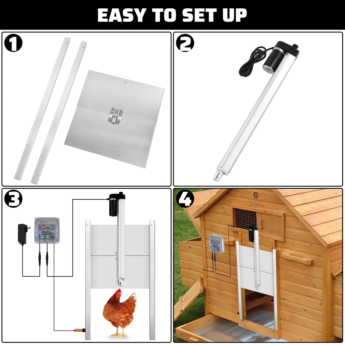Automatic Chicken Door 66W White Opener For Farmers