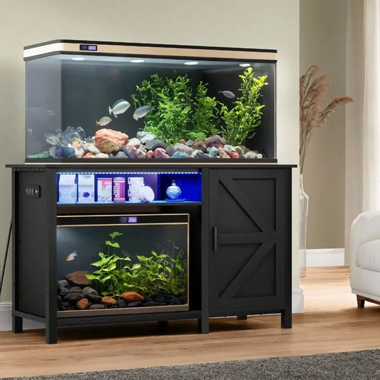 Heavy Duty Aquarium Stand for 55 to 75 Gallon Fish Tanks with Power Outlets and Large Capacity