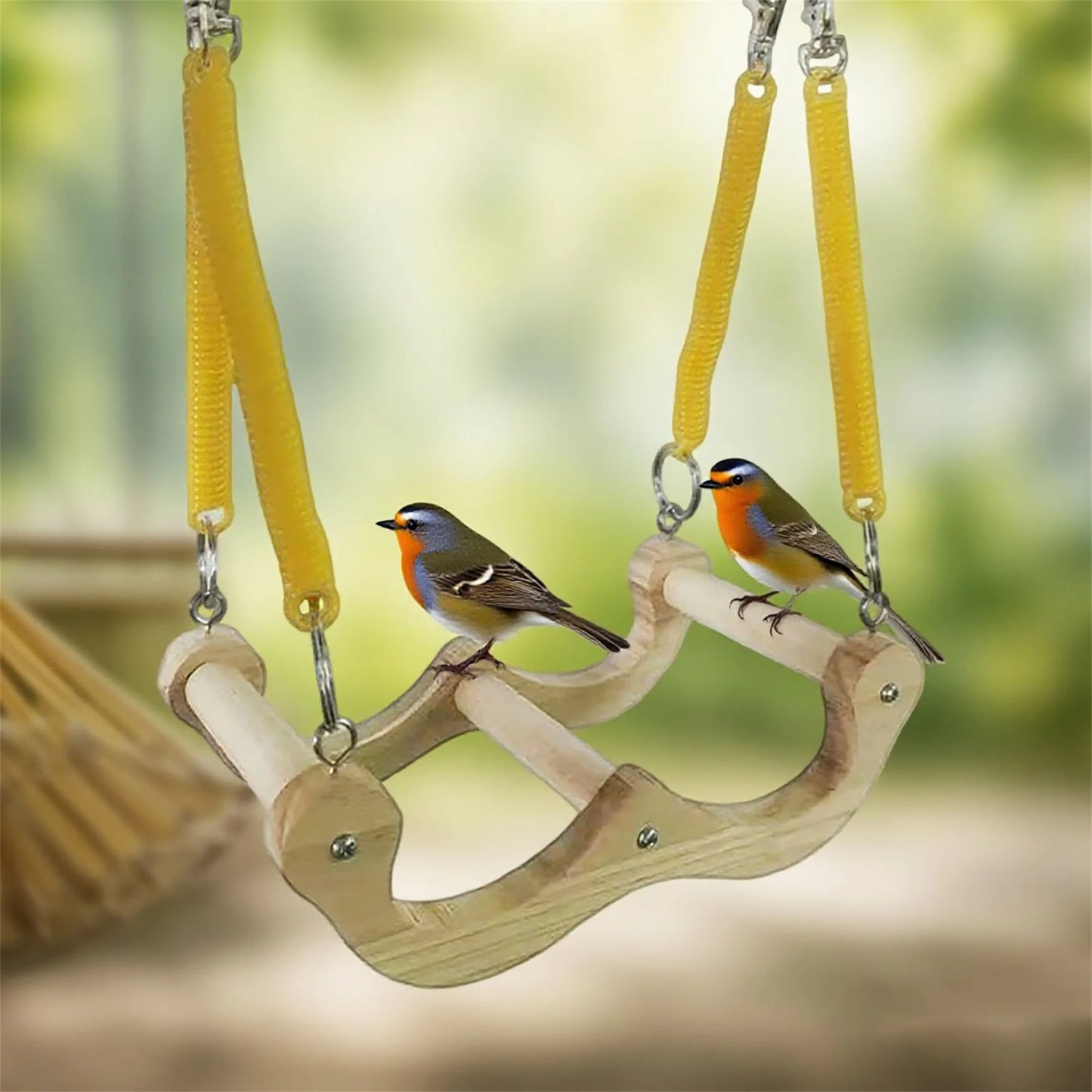 Wooden Bird Perch Swing Toy Hanging Parrot Stand For Budgies