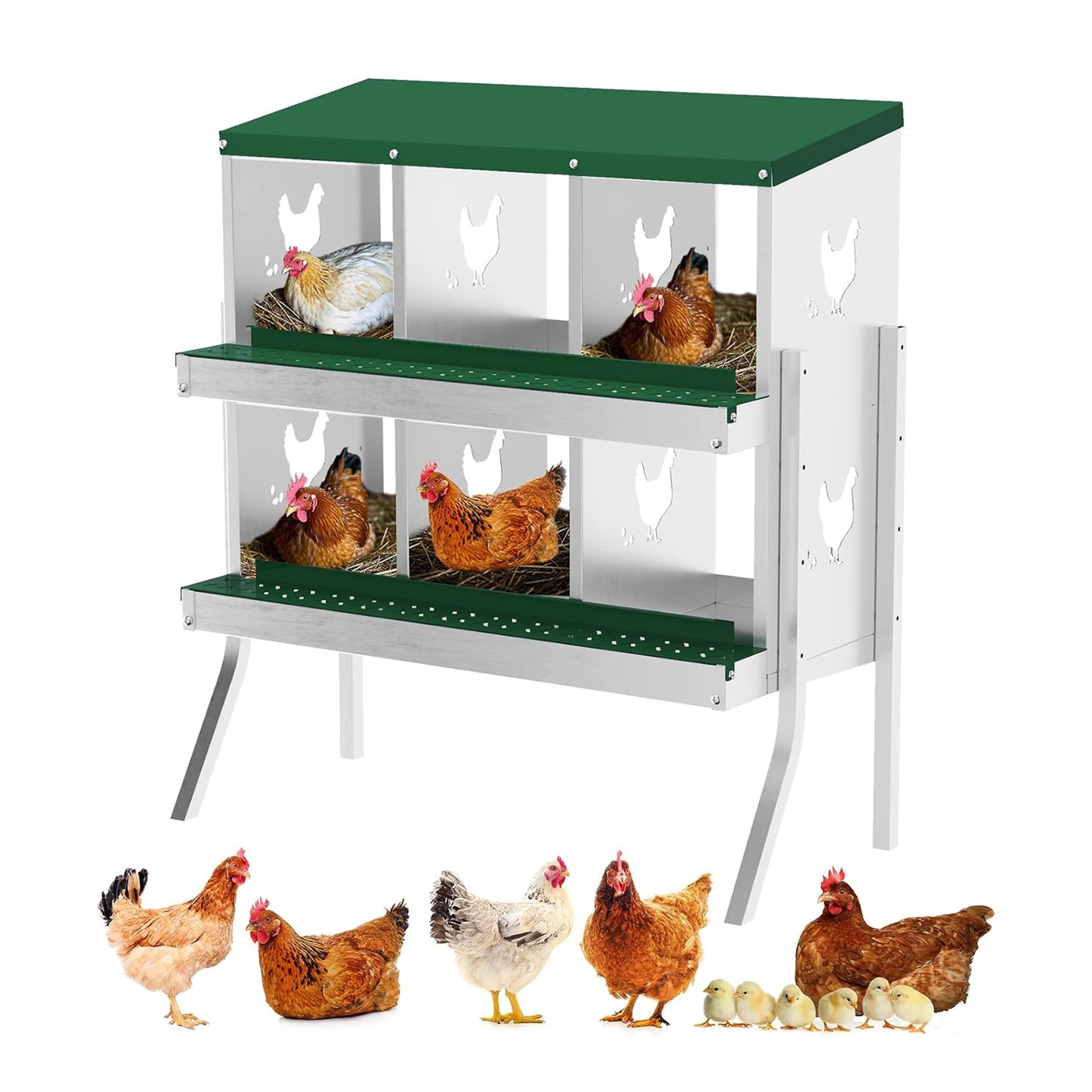 Chicken Nesting Box with Bracket Legs 6/8/10 Compartment for Chicken Coop Hens