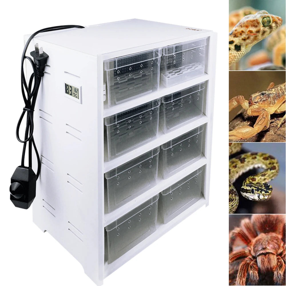 LOYALHEARTDY 8 Grid Reptile Enclosure Cage With Heating Pad