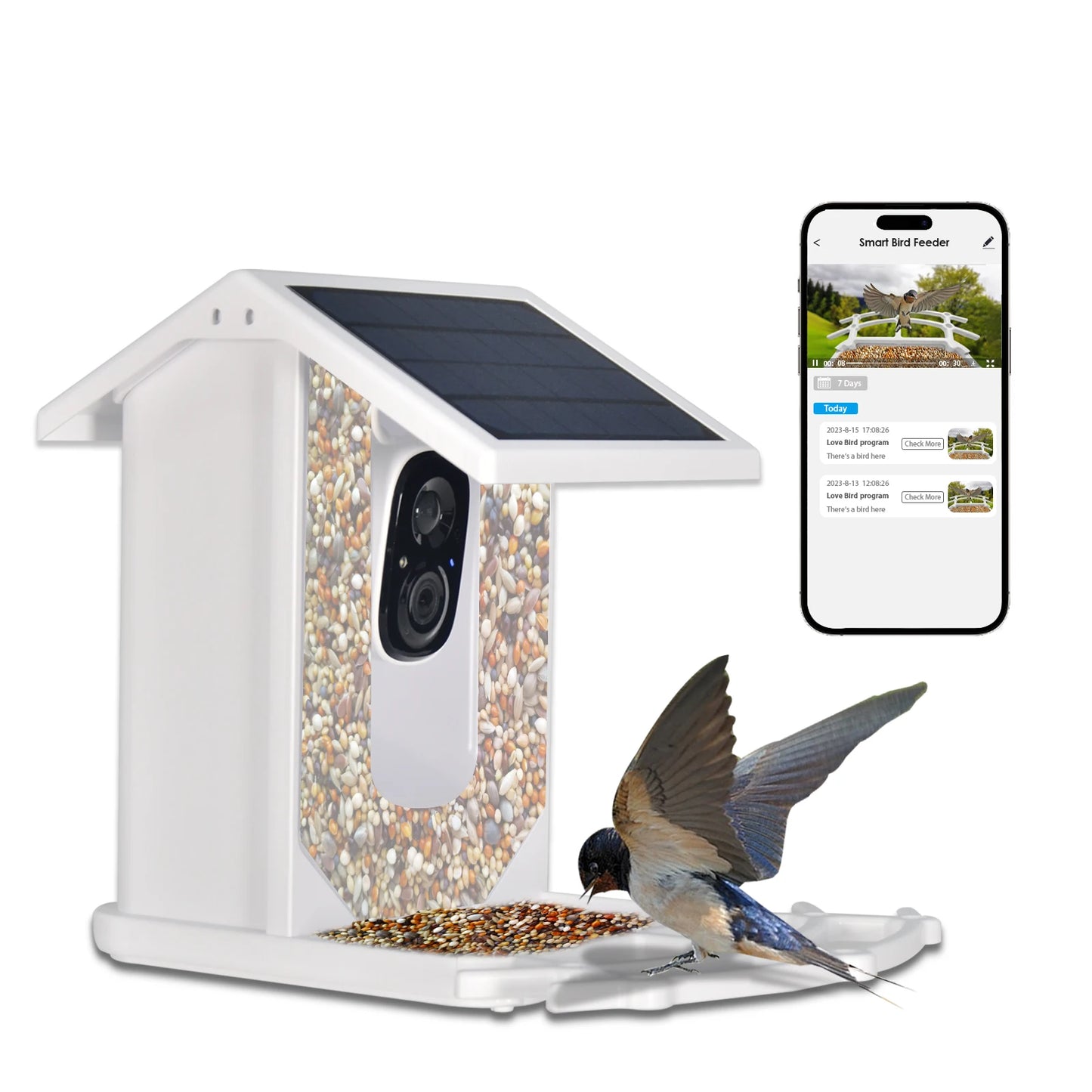 Blue Smart Bird Feeder With Camera Outdoor Waterproof HD