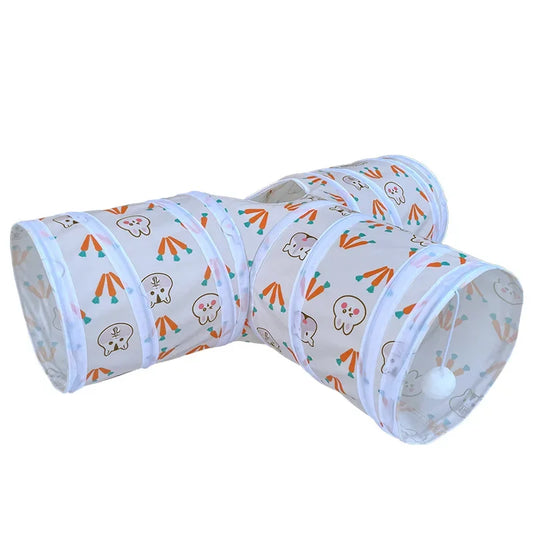 Tunnels Hideout Guinea Pet Foldable Three/Two-channel Pigs Supplies Toys Tubes for Small Animal T/Y-shaped Bunny Rabbits Tunnel