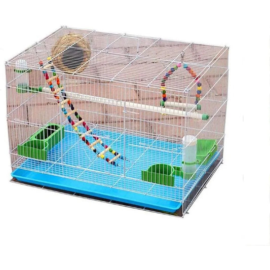 White Bird Cage Iron Wire Parrot Cage with Toy Ladder Drinking Fountain and Bird Nest 60 x 40 x 40 CM