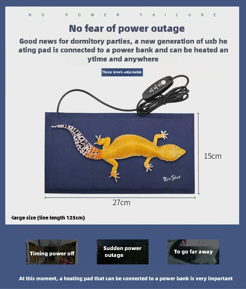 Electric Thermostat Waterproof Terrarium Warmer With USB Plug Reptile Heating Pad 7.5W 5W 3.5W Seedling Controller 1.25 M Long