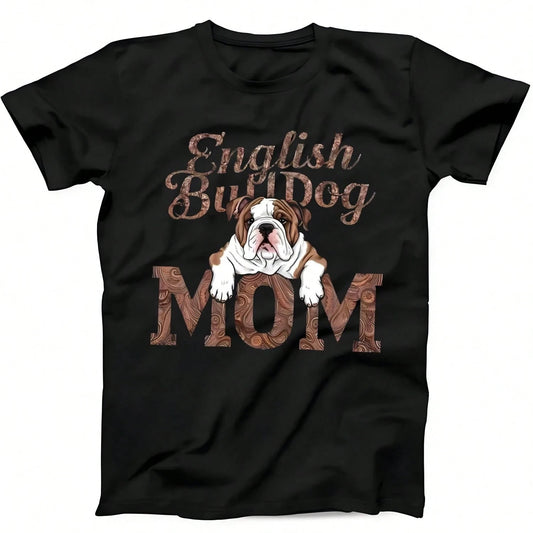 English Bulldog Mom Pure Cotton Womens T Shirt European Tour Black Death Art