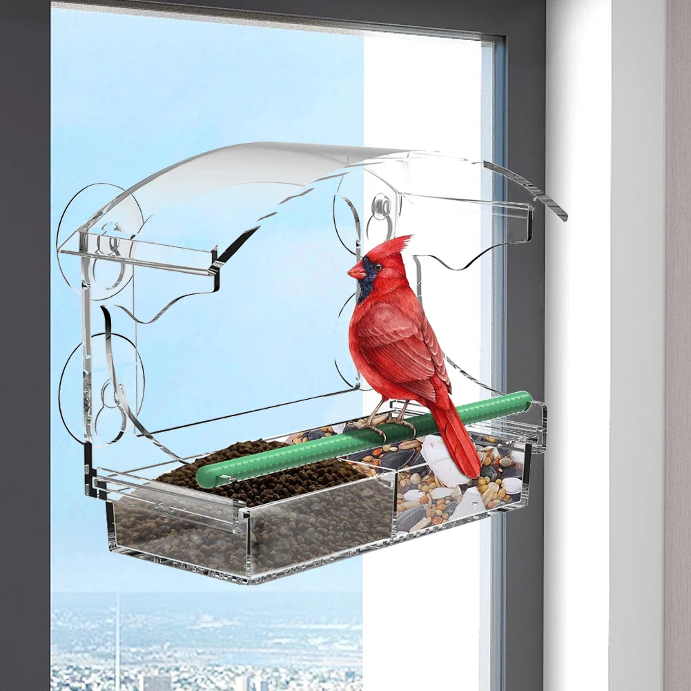 Acrylic Window Bird Feeder With 4 Suction Cups For Outdoors