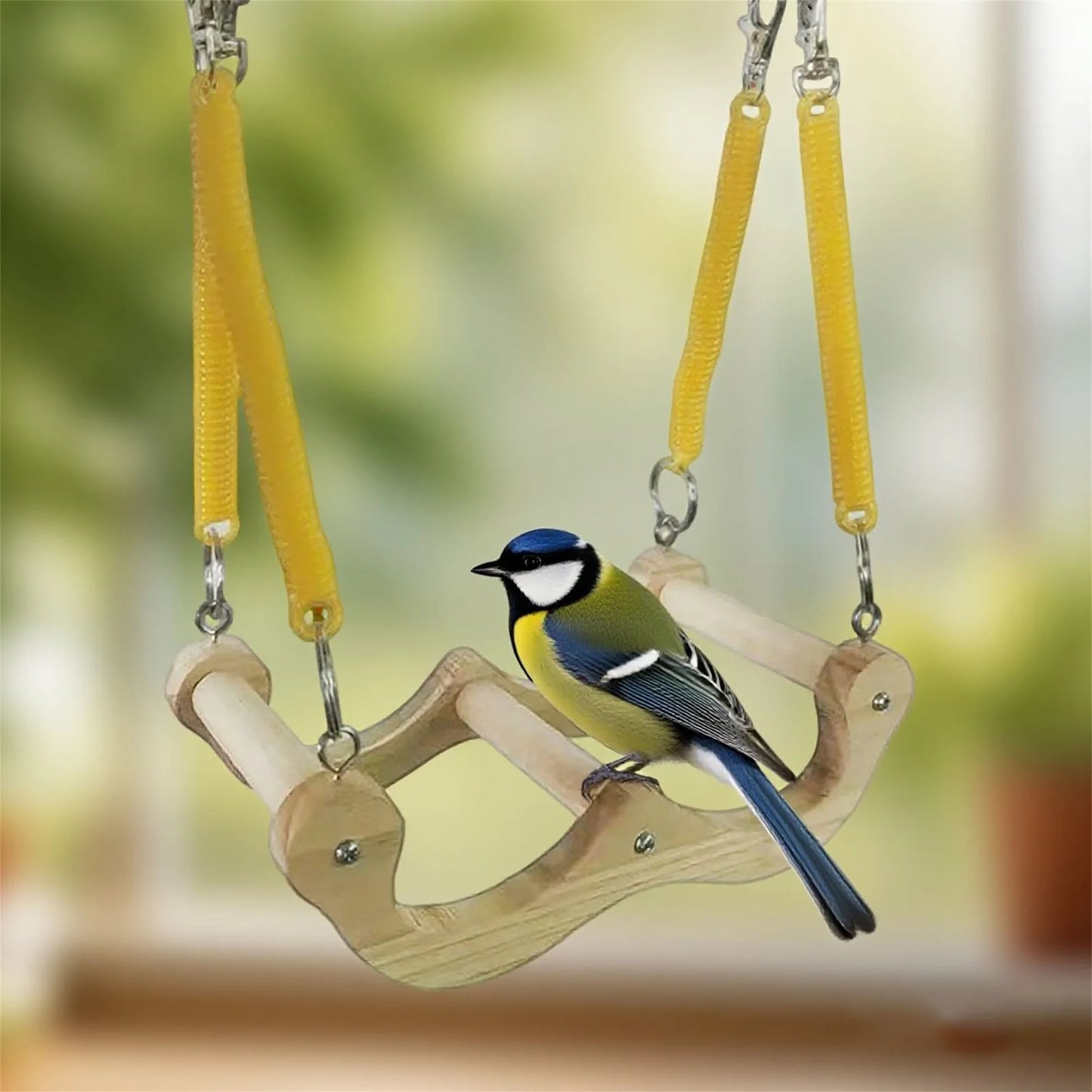 Wooden Bird Perch Swing Toy Hanging Parrot Stand For Budgies