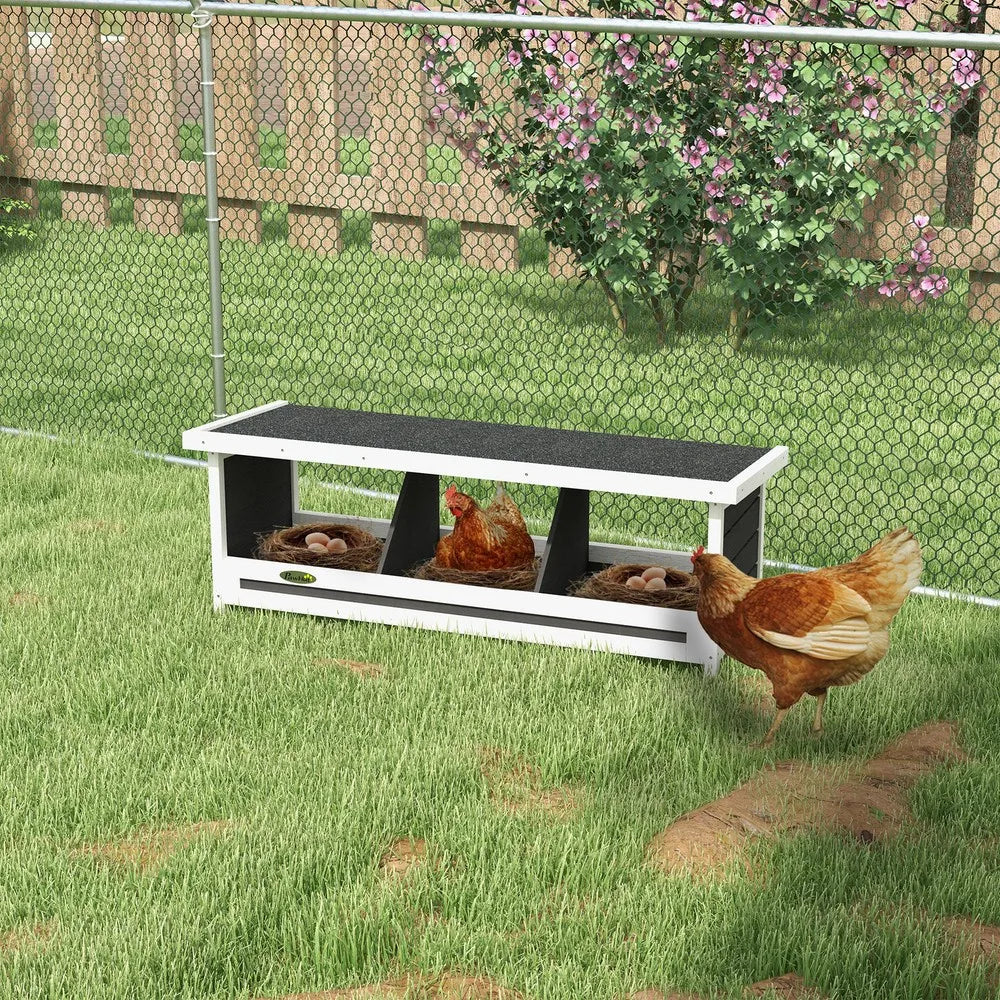 Wood Nesting Boxes for Up to 3 Chickens with Asphalt Roof Gray