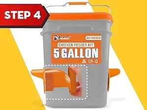 5-Gallon/44 Pounds Automatic Chicken Feeder & Waterer Set(2 Buckets), Chicken Feeder Port & Water Cup No Waste, Rain Proof