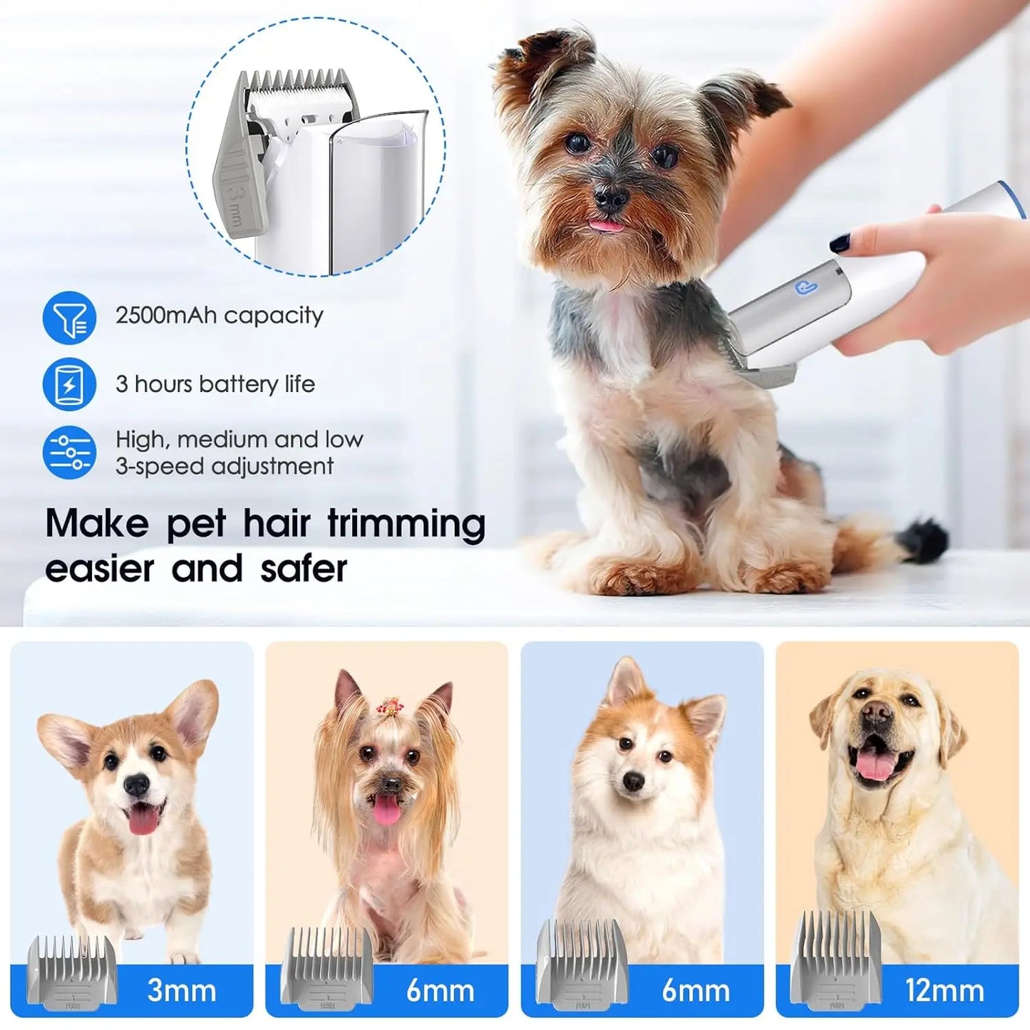 Dog Grooming Kit with 2L Vacuum Suction 99% Pet Hair
