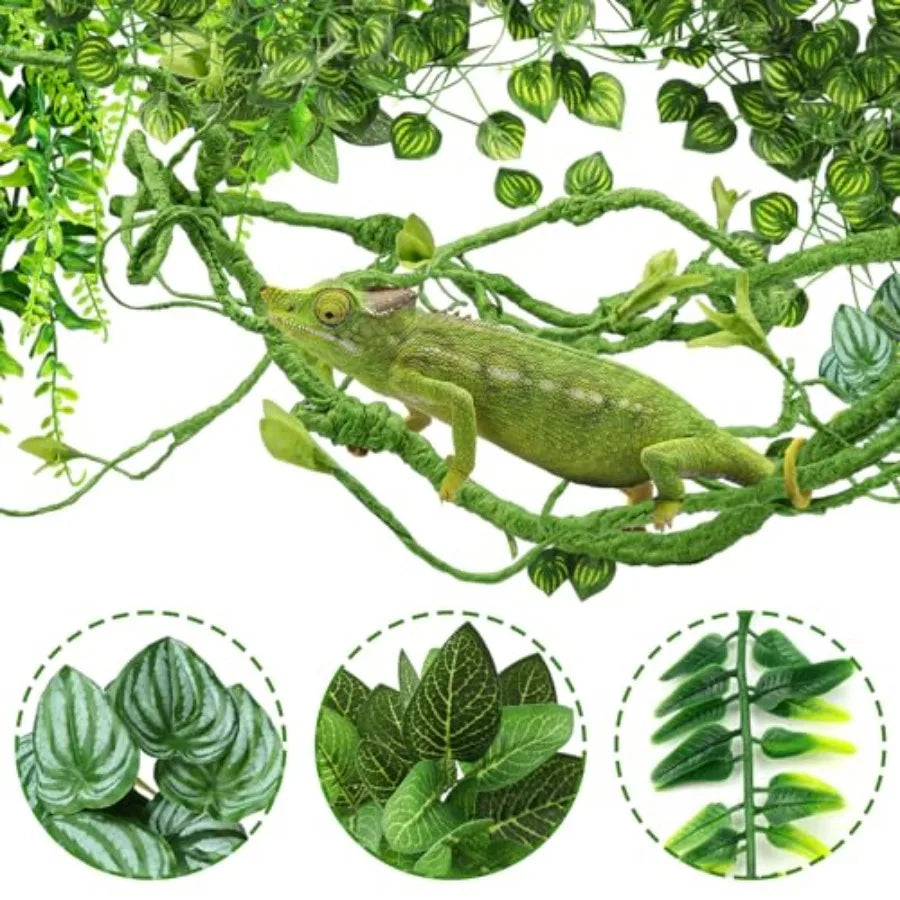 Hanging Artificial Leaves And Reptile Hide For Bearded Dragon And Leopard Gecko