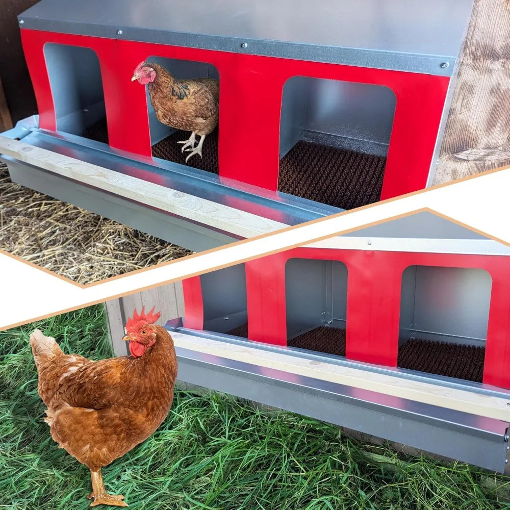 Hens Choice Roll Out Nest Box for Chickens Roll Away Nest Box 3 Compartment 36 Inch Heavy Duty Galvanized Metal