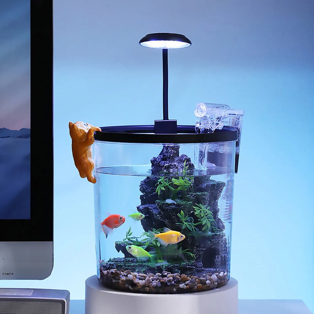 Ecological Goldfish Tank With Water Circulation Oxygenation And LED Lighting