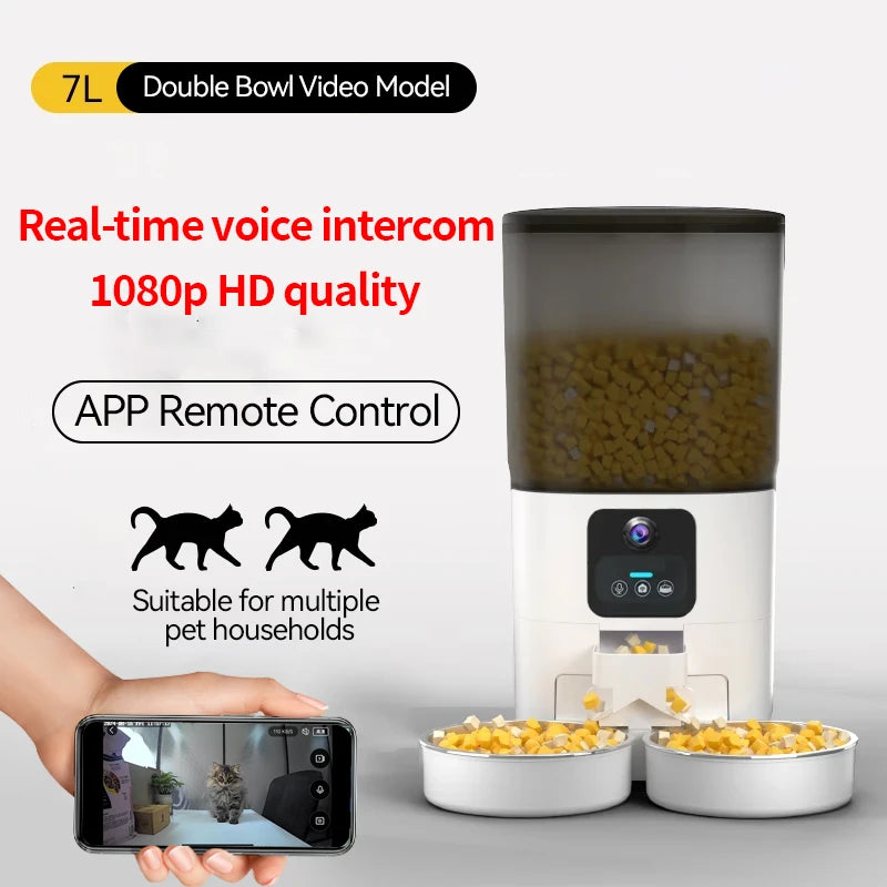 PAPIFEED Cat Double Bowl Smart Automatic Feeder 7L Capacity