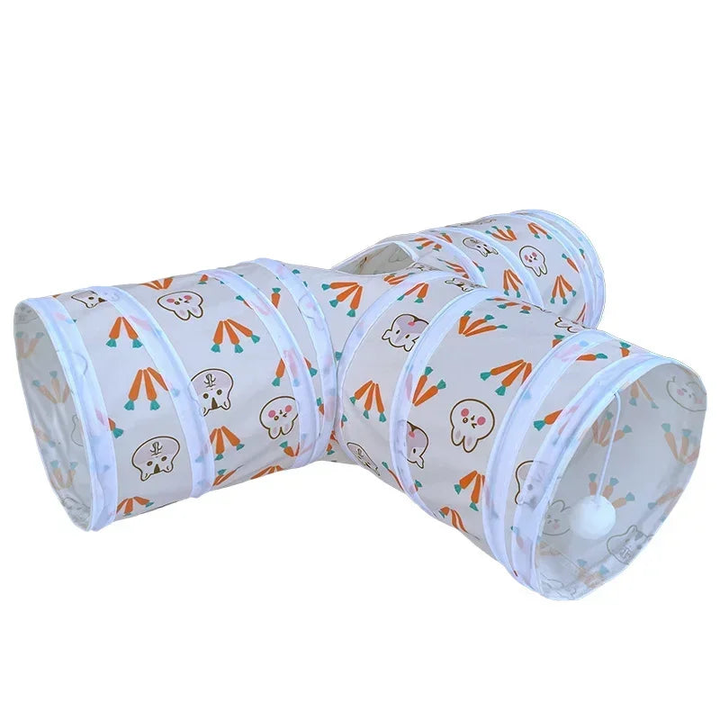 Tunnels Hideout Guinea Pet Foldable Three/Two-channel Pigs Supplies Toys Tubes for Small Animal T/Y-shaped Bunny Rabbits Tunnel