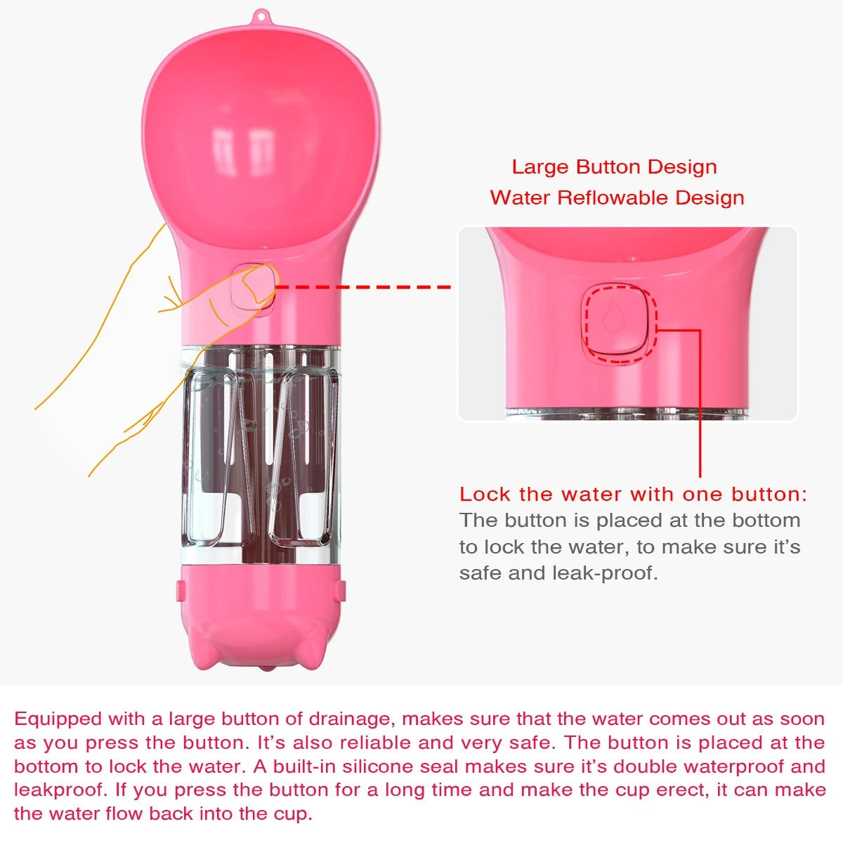 Pet Companion Water Cup Multifunctional Toilet Shovel Garbage Bag Portable Water Bottle Dog Supplies Water Dispenser