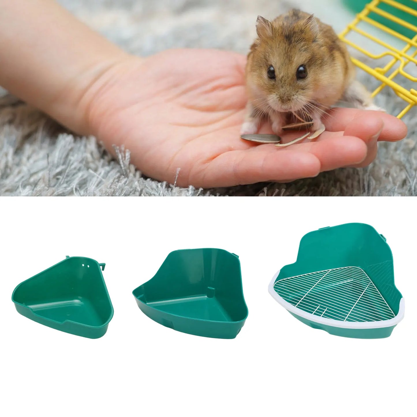 Small Animal Corner Litter Box Reinforced Fanshaped Easy to Clean Prevent Splash for Rabbits Chinchillas