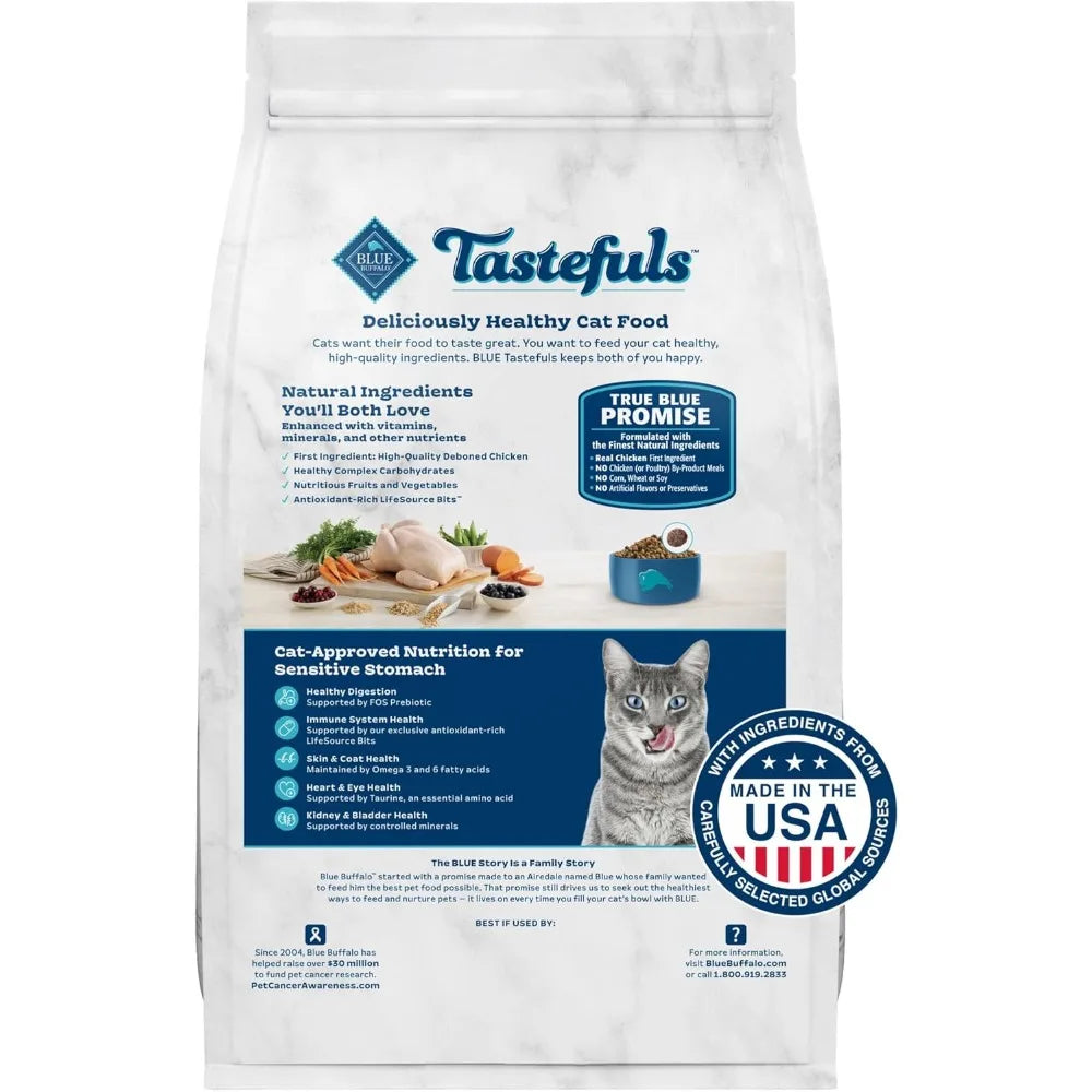 Tastefuls Natural Dry Food for Adult Cats Sensitive Stomach Chicken and Brown Rice Recipe 15 lb Bag