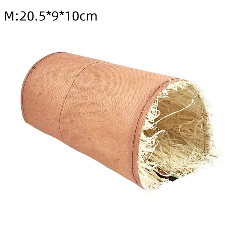Rabbit Hideaway Toy Grass Straw Bunny Tunnel Hamster Accessories for Guinea Pig Chinchilla Ferret and Rat Cage