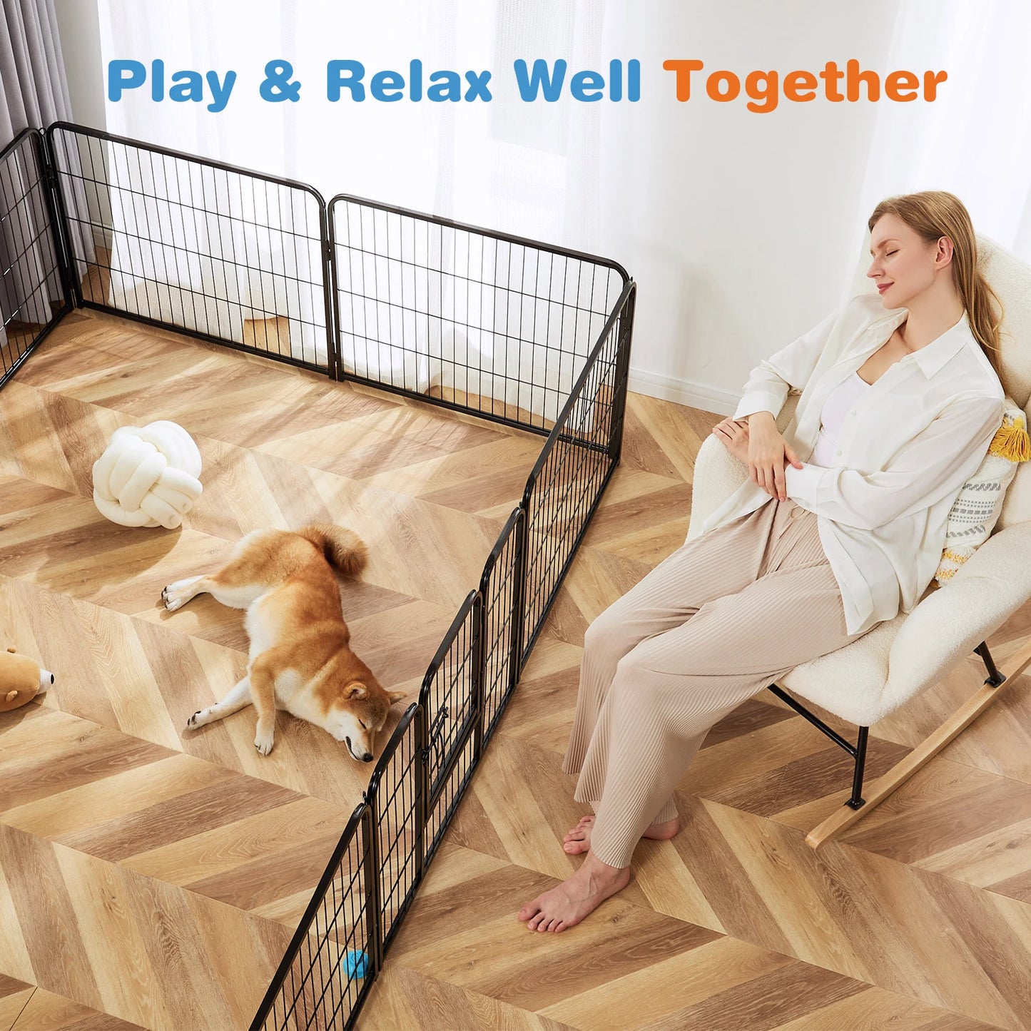 JHK 8 Panel Dog Playpen Indoor Pet Fence Heavy Duty Metal