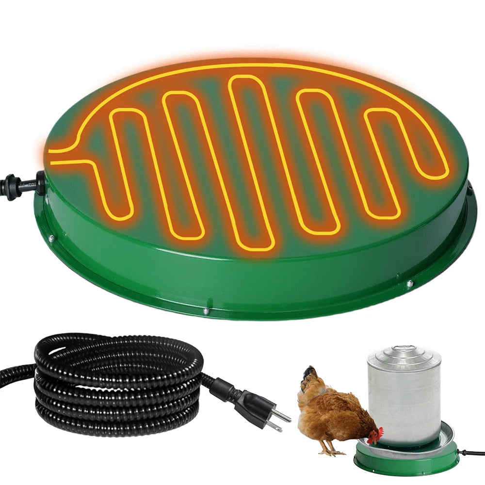 125W Heated Chicken Waterer Base Freeze Proof Deicer For 1 To 5 Gallon Drinkers