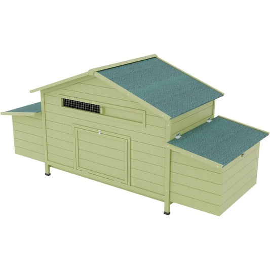 Large Wooden Chicken Coop Outdoor Hen House Poultry Cage with 4 Nesting Boxes and Leakproof Pull-On Tray Weatherproof Poultry