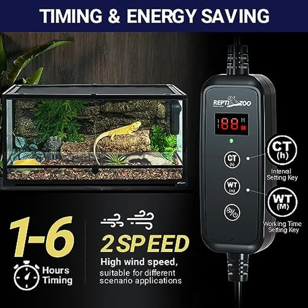 Reptile Glass Terrarium Air Purifier Carbon Filter Dehumidifier Cleaner with Timer Safe Living Environment for Bearded Dragons