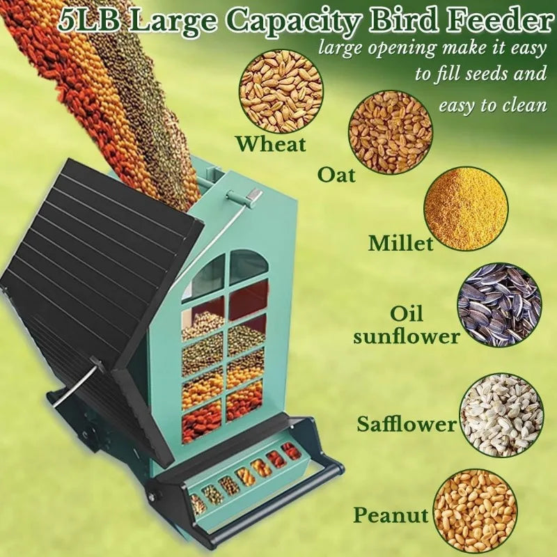 Squirrel Proof Bird Feeder for Outside Large Capacity Seed