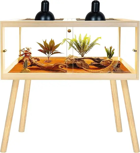 Oak Bearded Dragon Enclosure With Legs 77 Gallon Mesh Lid Stand