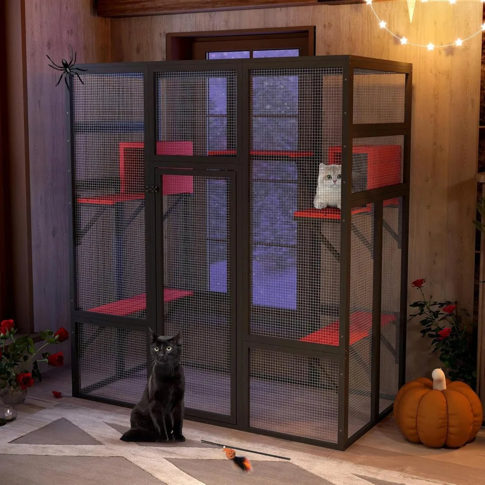 71Inches Wood Catio Outdoor Cat Enclosure UV Resistant