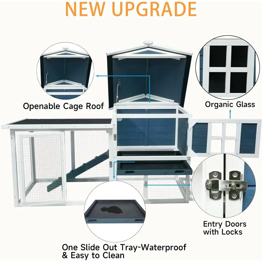 Weatherproof Outdoor Rabbit Hutch 2 Story Chicken Coop